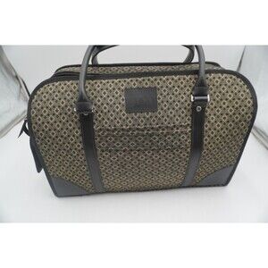 Joy Mangano JM Black & Tan Diamond Print Travel Tote Weekend Carry-On Bag 17by11